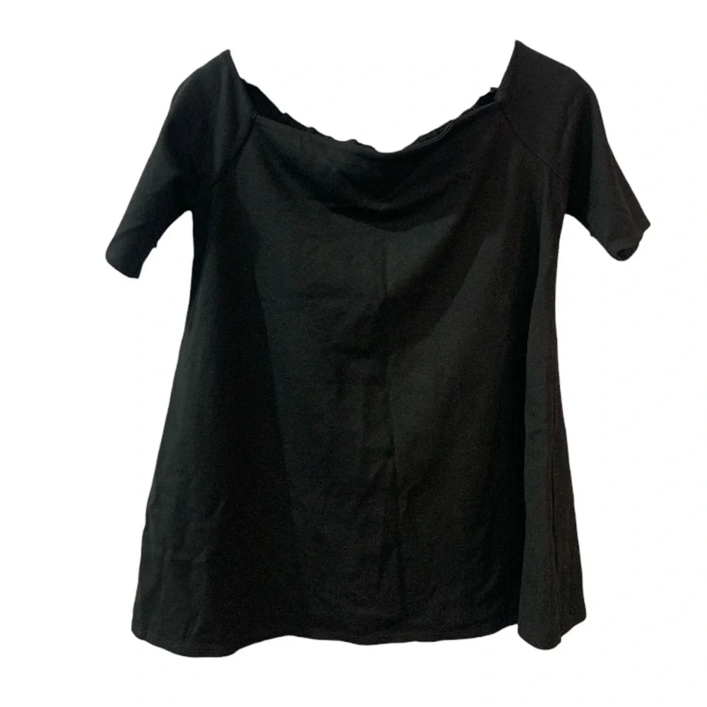 The Nines by Hatch Ponte Top Black Large Maternity Off the Shoulder Casual Chic